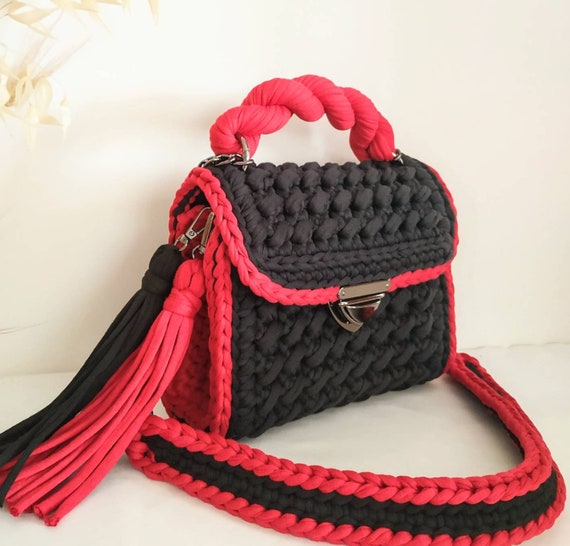 Travel Beach Fishing Net Handbag Woven Shoulder Bag Cotton Rope Macrame Bag  Mesh Beach Bag Crochet Knit Purse for Women Girls (Black): Handbags:  Amazon.com
