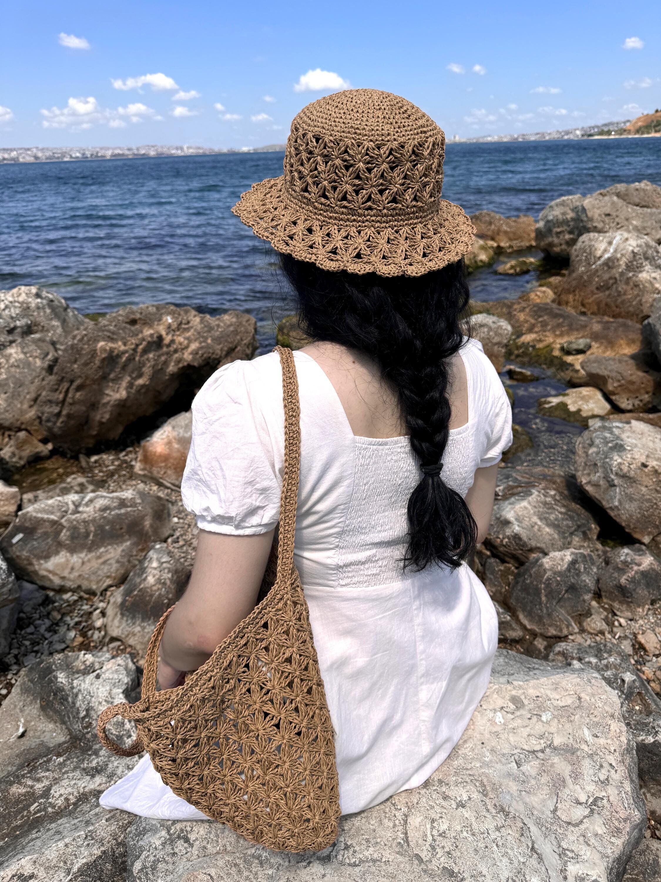 Handmade Crochet Straw Tote Bag & Sun Hat Set UPF50+ Summer Beach Sun-ready style just got even better?? Complete your look  main image 2