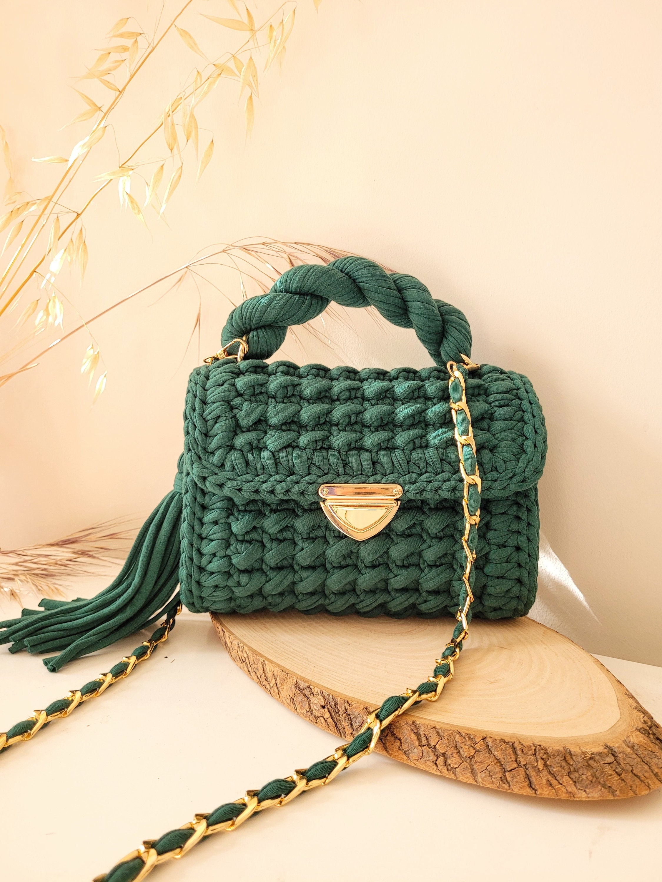 ショルダーバッグ・ポシェット RUBATI Handmade Tassel Wooden Bead Bag Green Wooden Beads Mini Bag (GREEN) - rubati