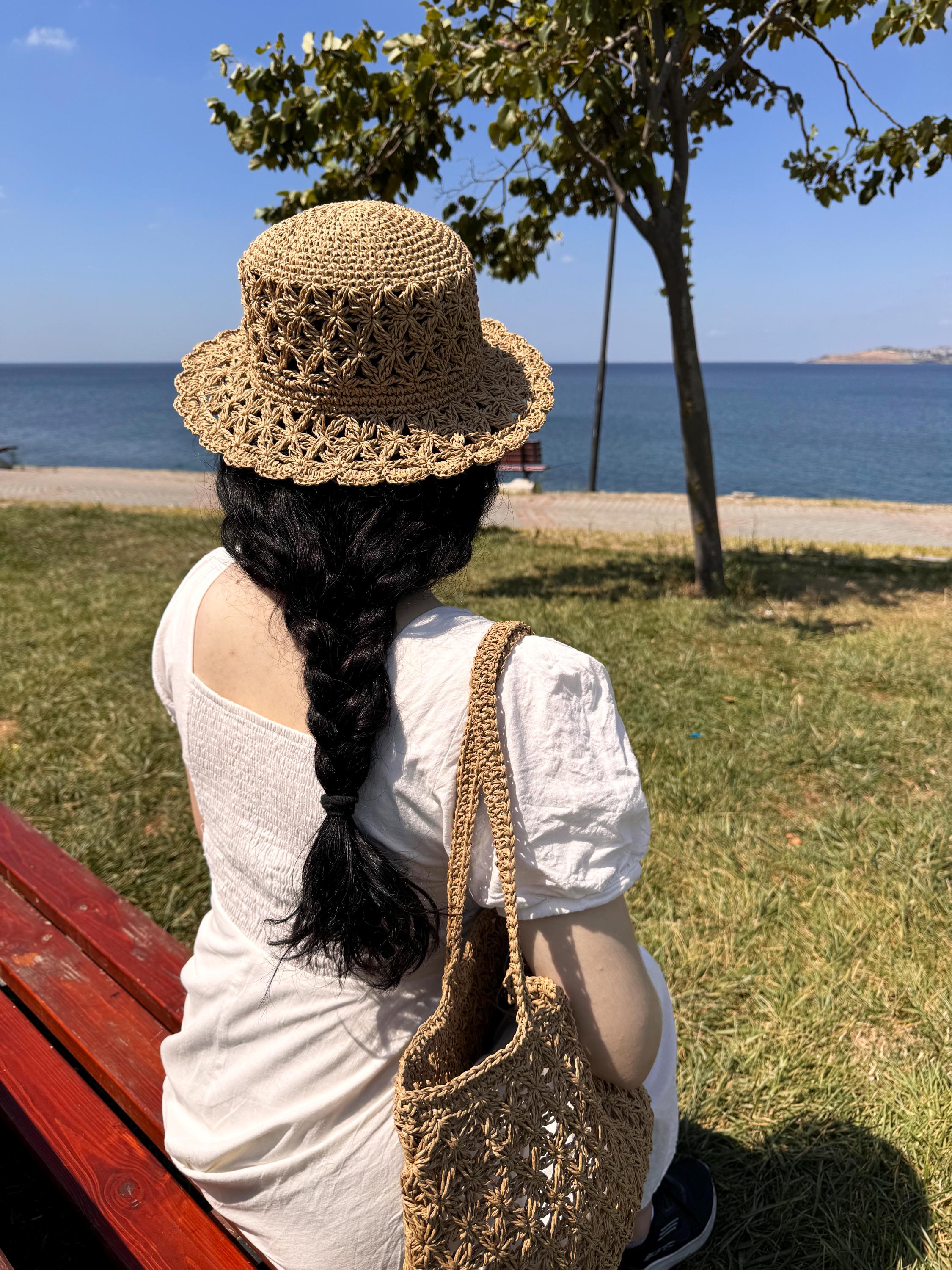 Raffia Bucket Hat, Women's Sun Hat, Great for Beach, Summer