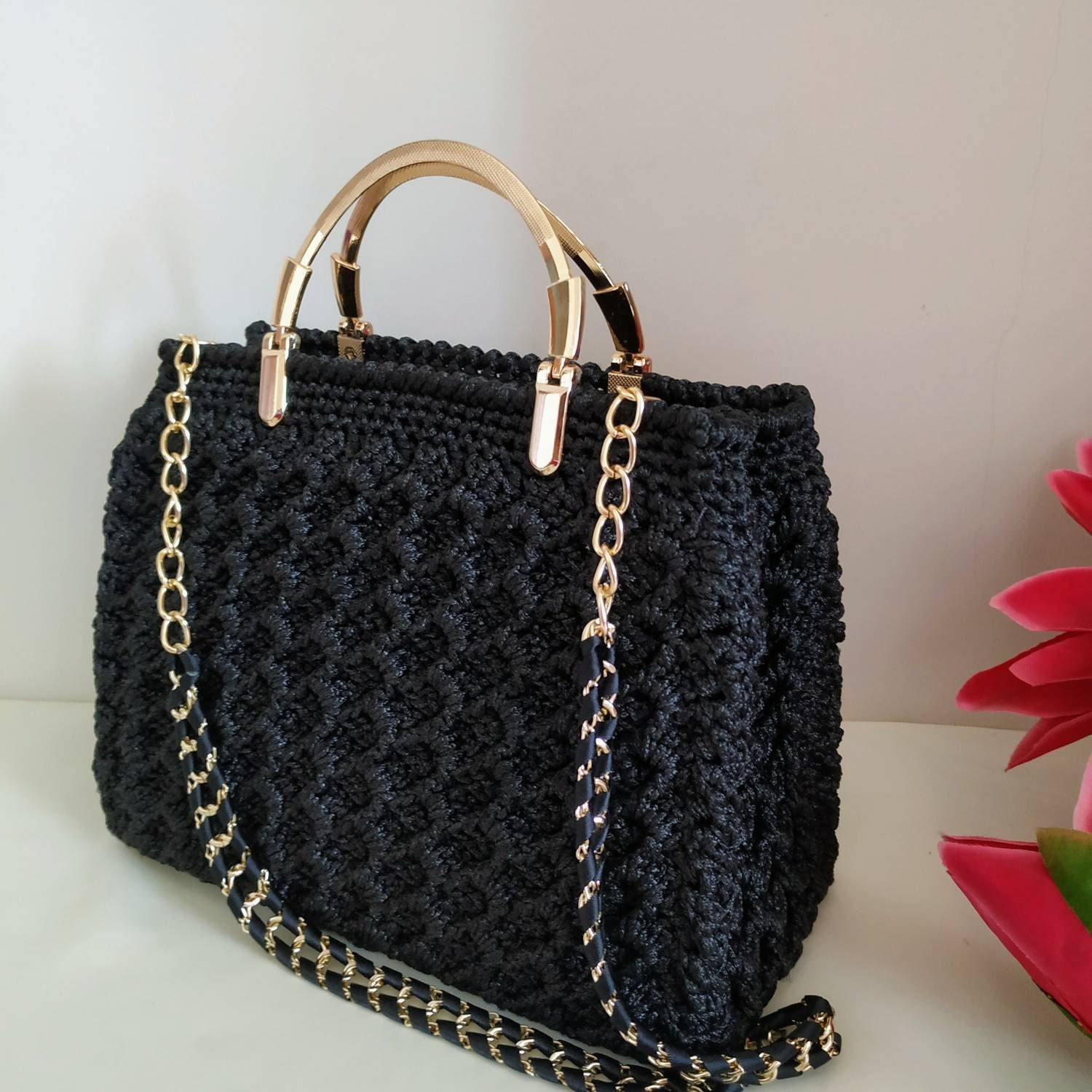 Handmade Beige Luxury Crochet Knitting Backpack, Crochet Project Bag Gift  for Her, Crochet Bag Pattern, Craft Bag, Hand Woven Bag, Women Bag 