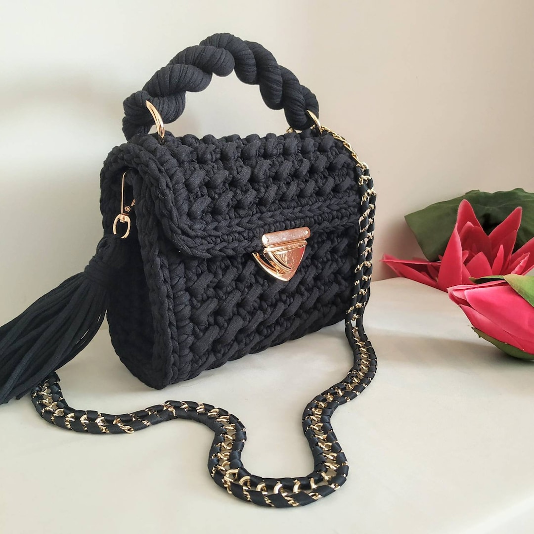 Metallic Bag/handmade Bag/hand Woven Bag/crochet Bag/knitted 