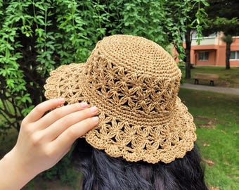 Crochet Raffia Bucket Hat: Foldable Women's Sun Hat
