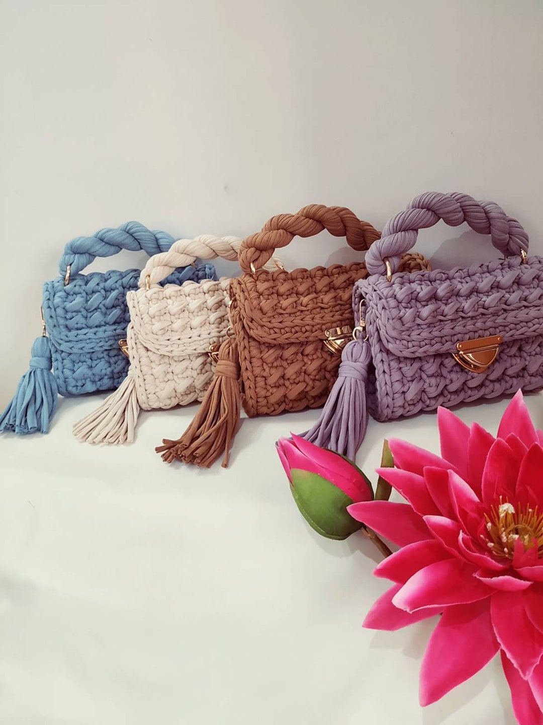 Handmade Bags Crochet Bag Luxury Crochet Purse Brown Cross Body Bag