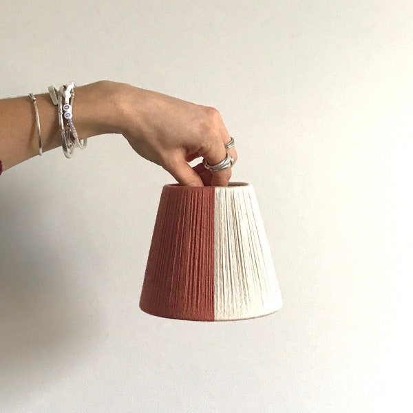 Tiny Clip on 5" Lampshade , 100% cotton yarn handwoven string lampshade, Colourblock, Personalised lampshade, Candle clip on, wall light