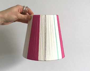 Little Tapered 6" Lampshade , 100% cotton yarn handwoven string lampshade, Gimble fitting, Colourful lampshade