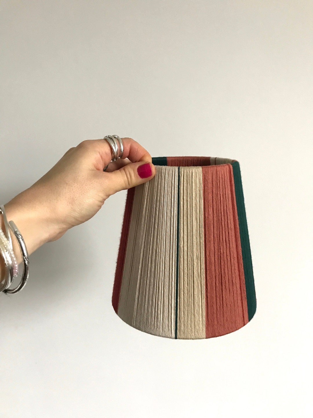 Little Tapered 6 Lampshade , 100 Cotton Yarn Handwoven String