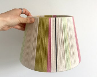 Small Drum 10" Lampshade , 100% cotton yarn handwoven string lampshade, Personalised colourway, Pendant, Table lamp