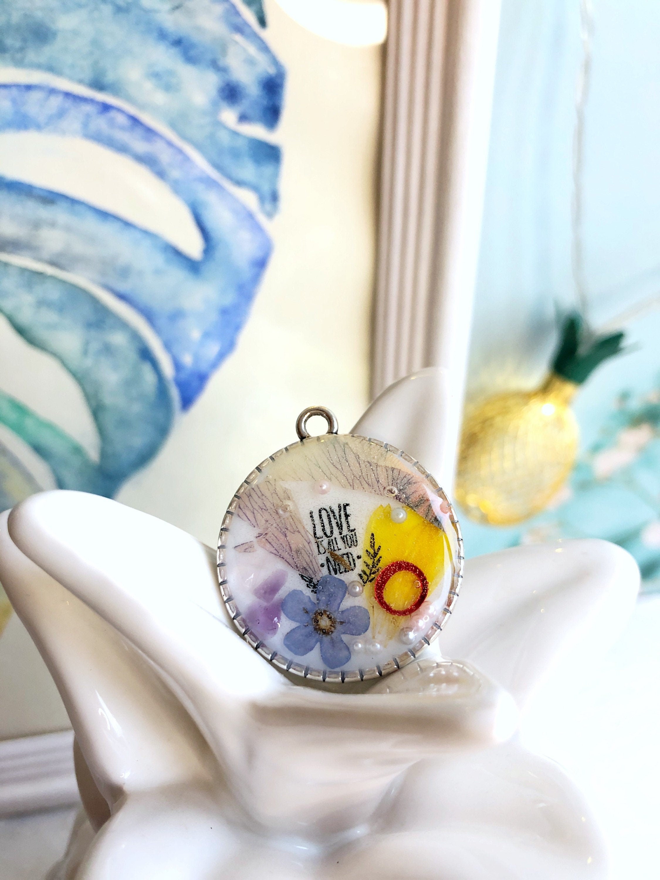 DIY adult jewelry kit Resin flower necklace making soul Etsy