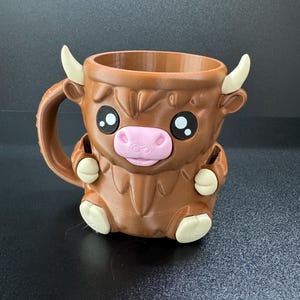Highland Kuh Eis Pint Halter - 3D gedruckte Kuh mit Löffel Schlitzen & versteckter Schublade - Nettes Geschenk für Eiscreme Liebhaber