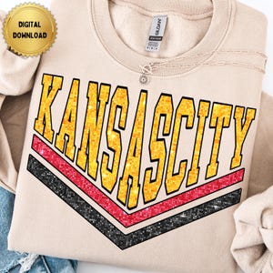 Kansas City Football PNG: Red & Gold Disco Sequin Design (300 DPI Digital Download