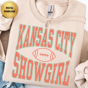 PNG Instant  Digital Download - Mint and Orange Faux Glitter Design to Celebrate Kansas City Showgirl Football Game Day Design