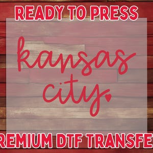 Kansas City DTF Transfer, Script Design, Heart Accent (Ready to Press)