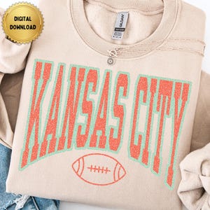 PNG Instant  Digital Download - Mint and Orange Faux Glitter Design to Celebrate Kansas City Swiftie Showgirl Football Club