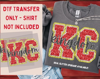 Kansas City Kingdom Faux Glitter DTF Transfer | KC Football Design