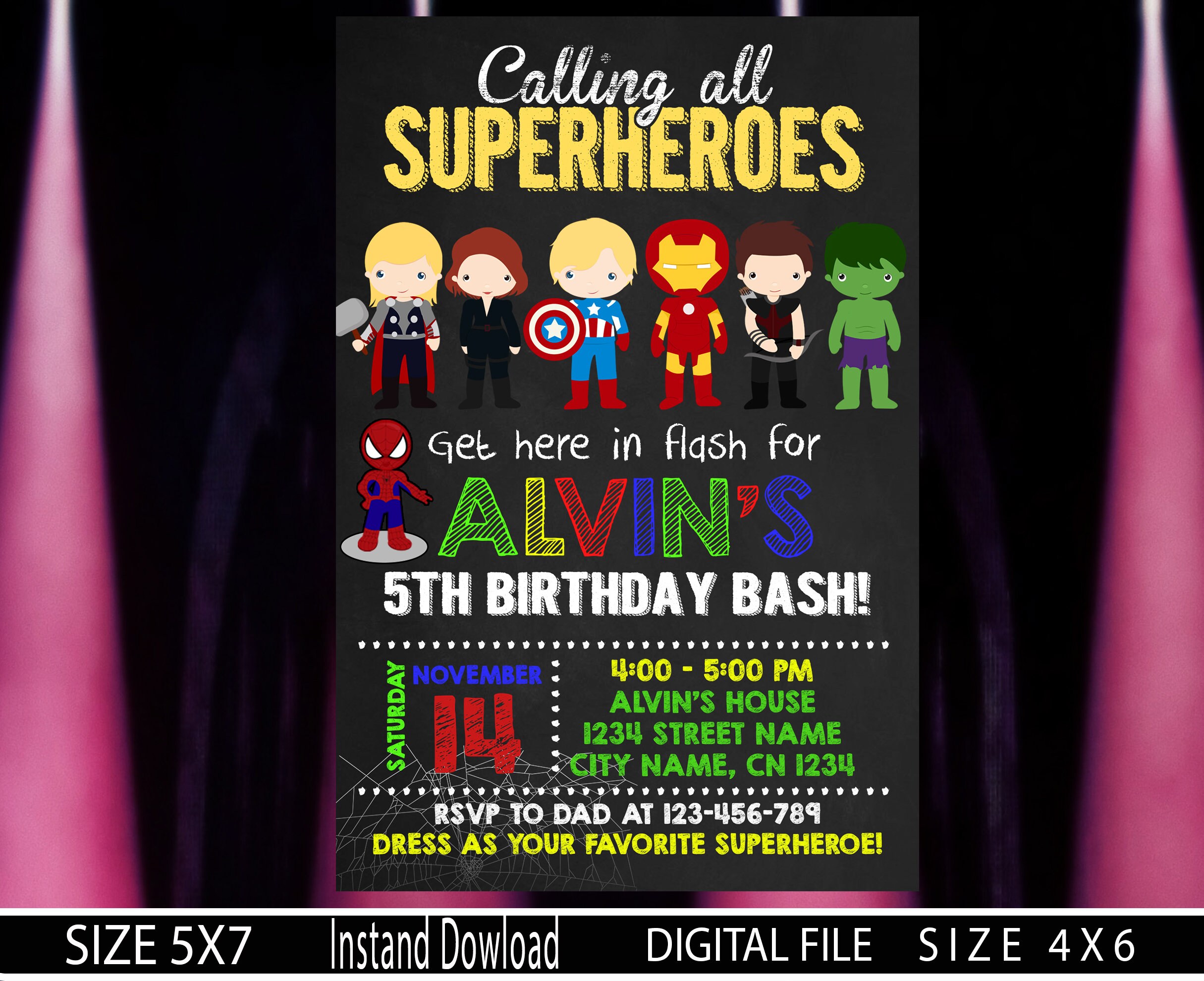 Cute Avengers Invitation anniversaire Fichier numérique Etsy