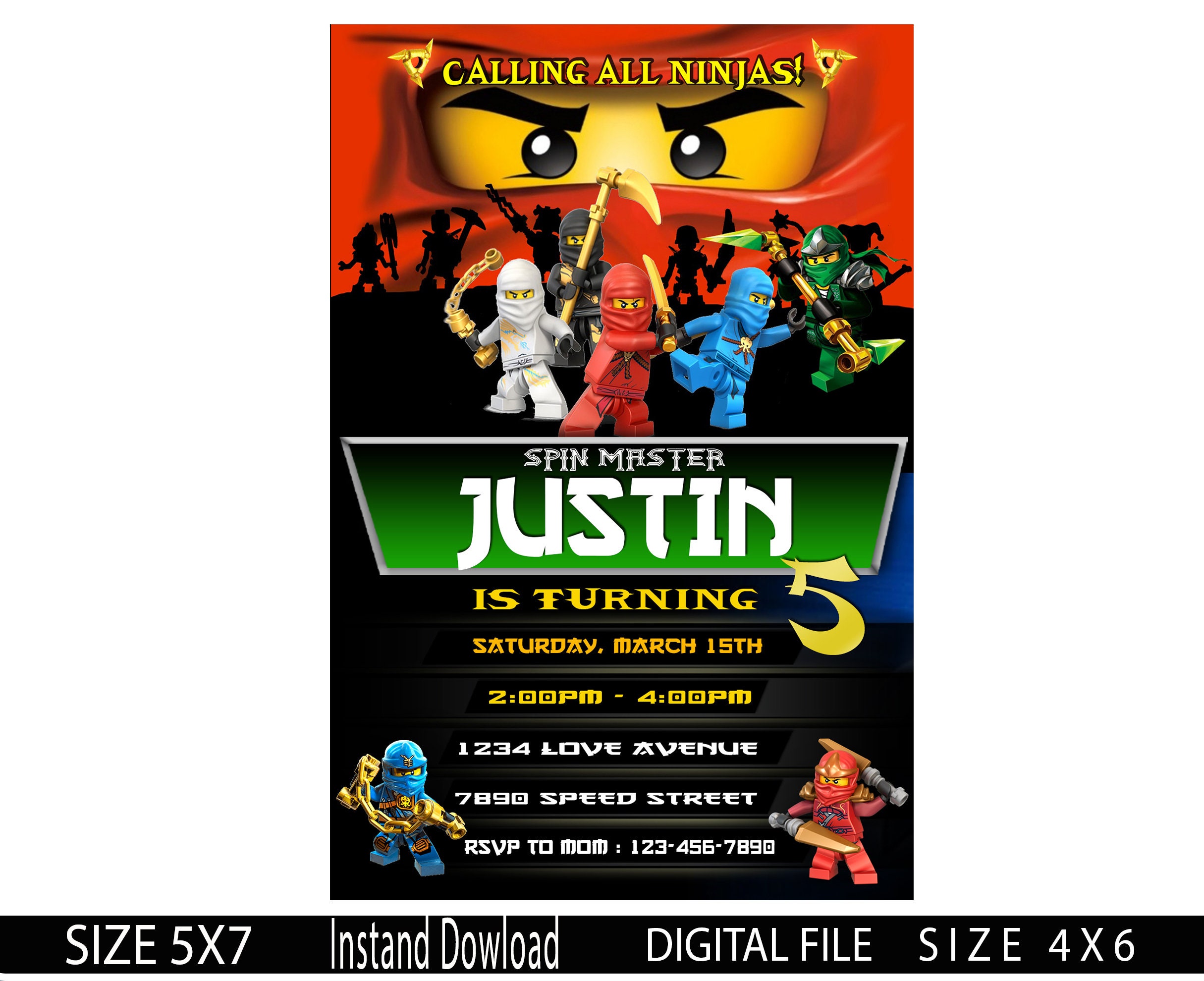 Invitation Birthday For Kids Ninja Go Invitation Birthday | Etsy