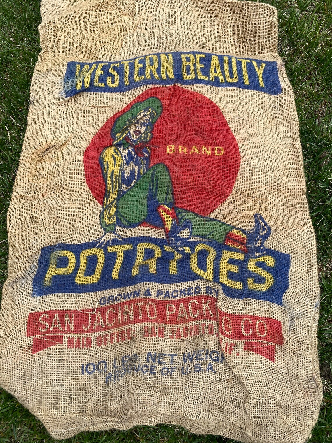 Unique Vintage Burlap Potato Sack Etsy