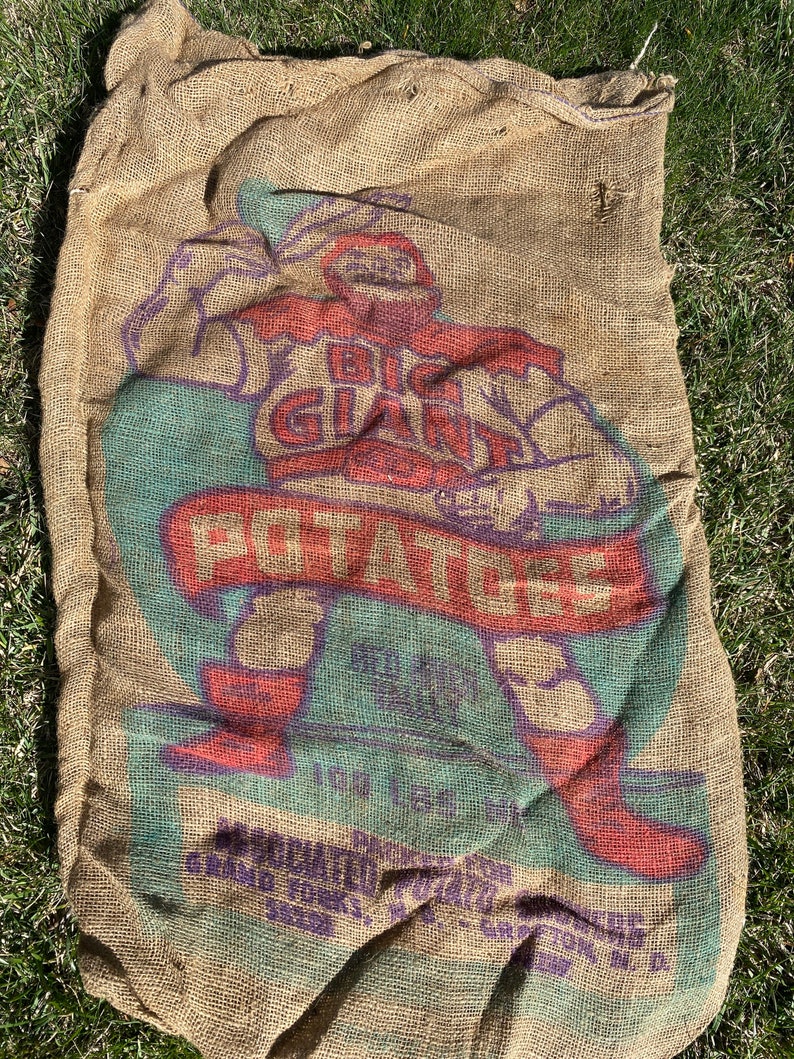 Unique Vintage Burlap Potato Sack Etsy