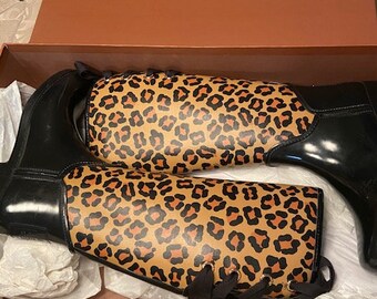 coach leopard print rain boots