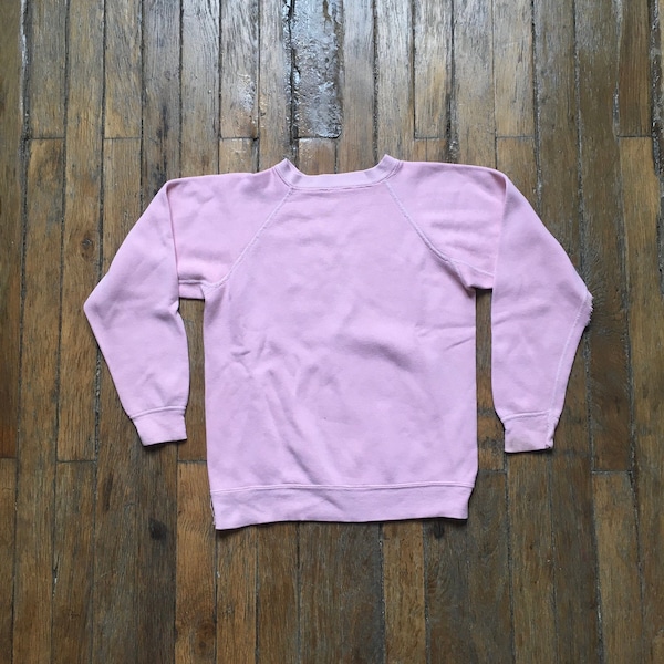 1960's Vintage X-Small Distressed Raglan Pink Sweater, Blank