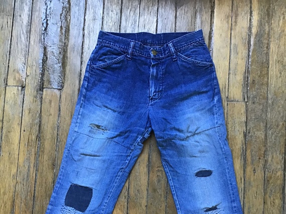 1970's Vintage Denim 27x29 Lee Flared Jeans, Patch
