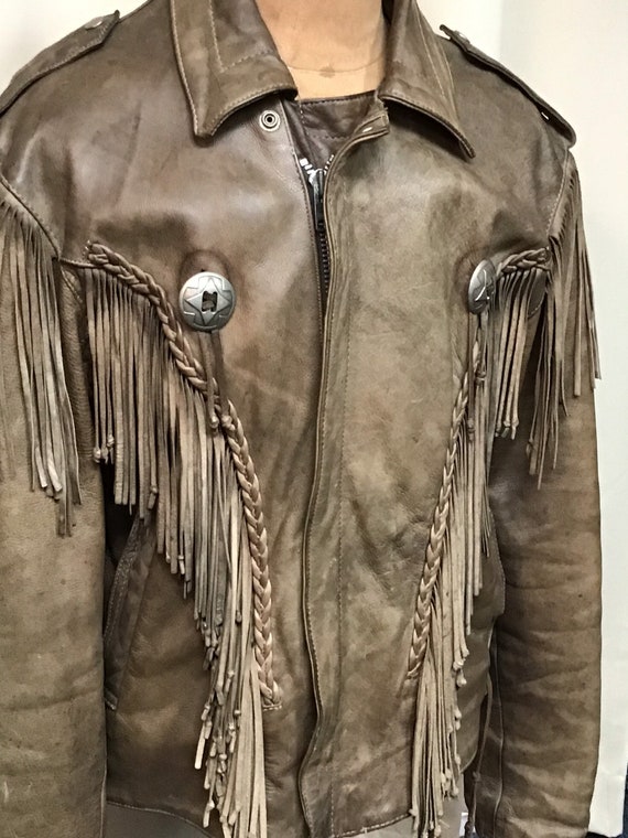 Vintage Leather Jacket/Fringed leather Jacket/Leat