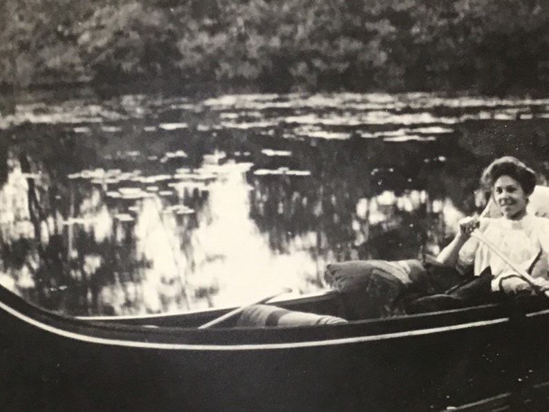 Vintage Black and White Photo1900s photosPhotography from Boston 1900sCharles River photoCanoe on Charles River Boston MA photo