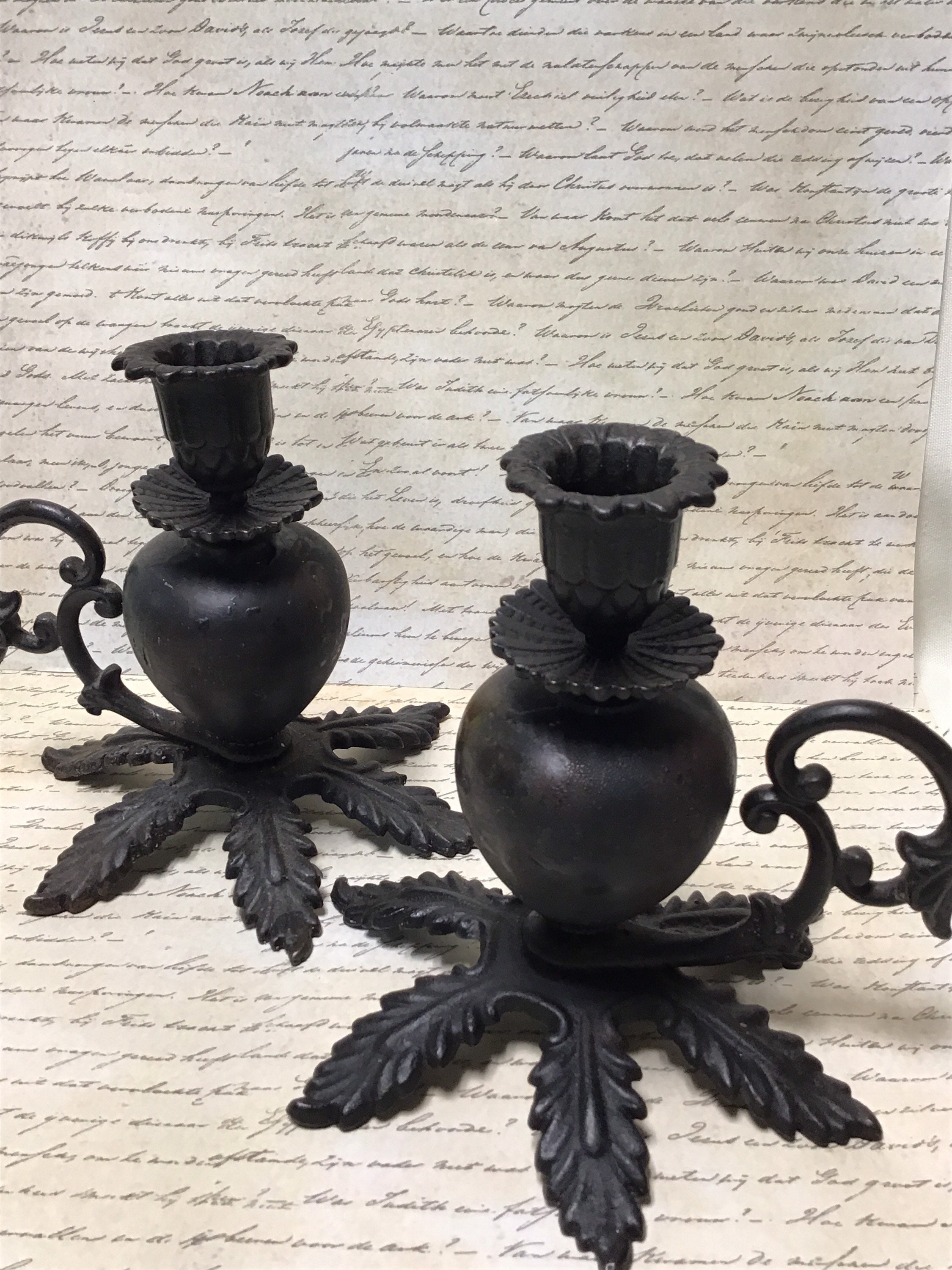 Iron Candlestick Holders Vintage/vintage Iron Candle Etsy UK