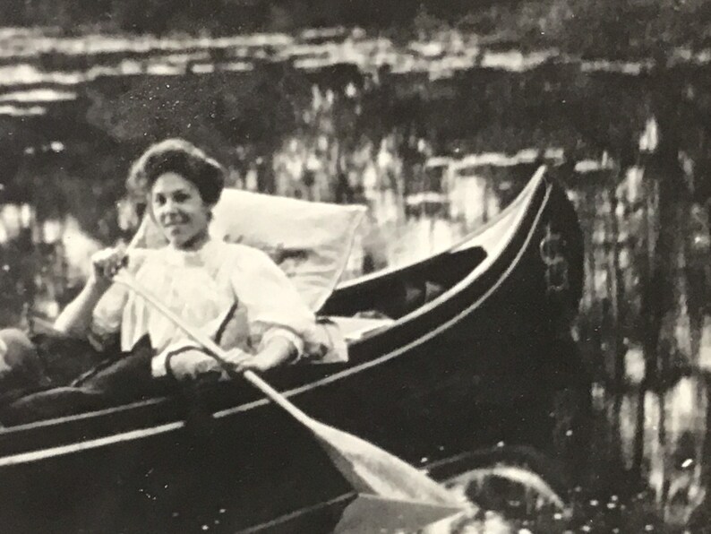 Vintage Black and White Photo1900s photosPhotography from Boston 1900sCharles River photoCanoe on Charles River Boston MA photo