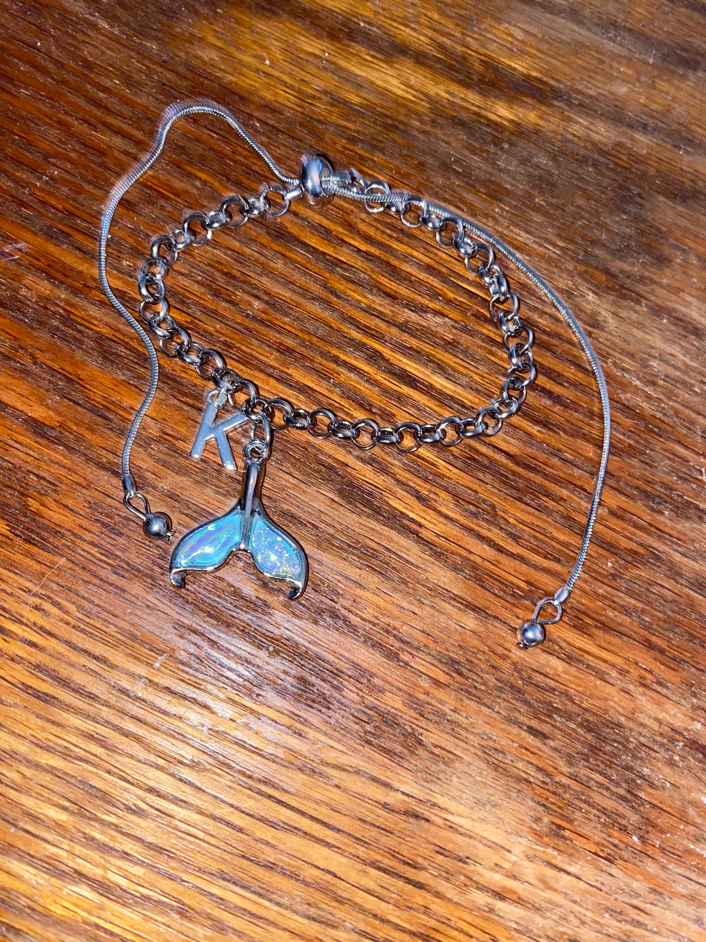 Mermaid tail initial pull bracelet Etsy