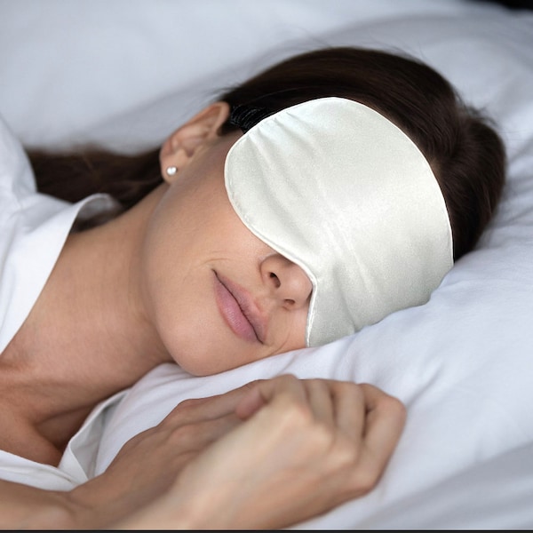 Masque pour les yeux luxueux en soie de mûrier 100 % pure Fleur du Bien - Design élégant et haute qualité de repos ininterrompu pour la sieste en voyage