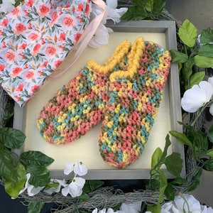 Crochet Slippers Spring Pastel Multi