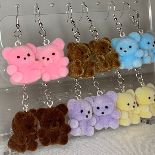 Fuzzy Teddy Bear and Set Handknitted Small Toy Etsy UK