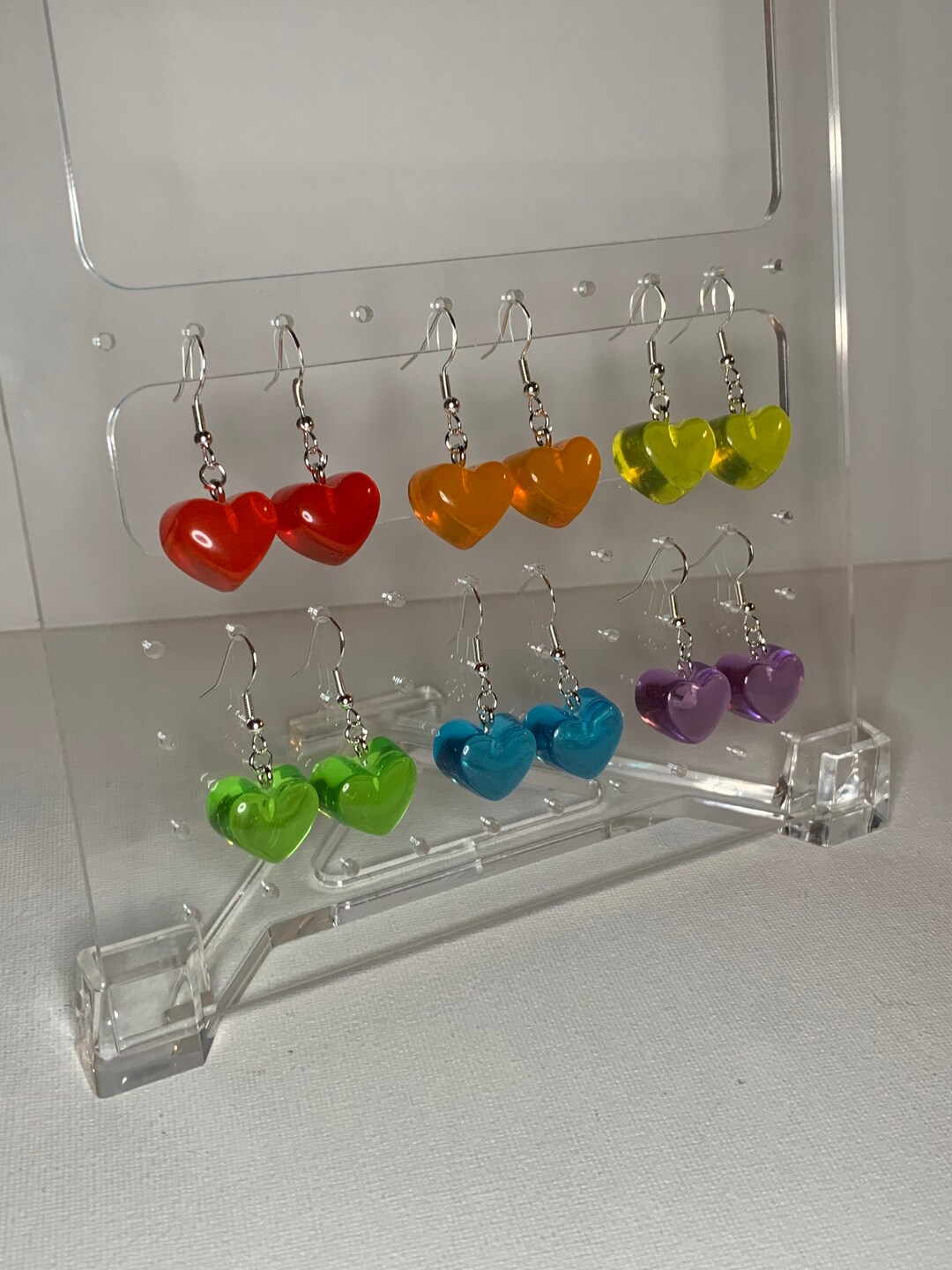 Acrylic Heart Earrings Etsy