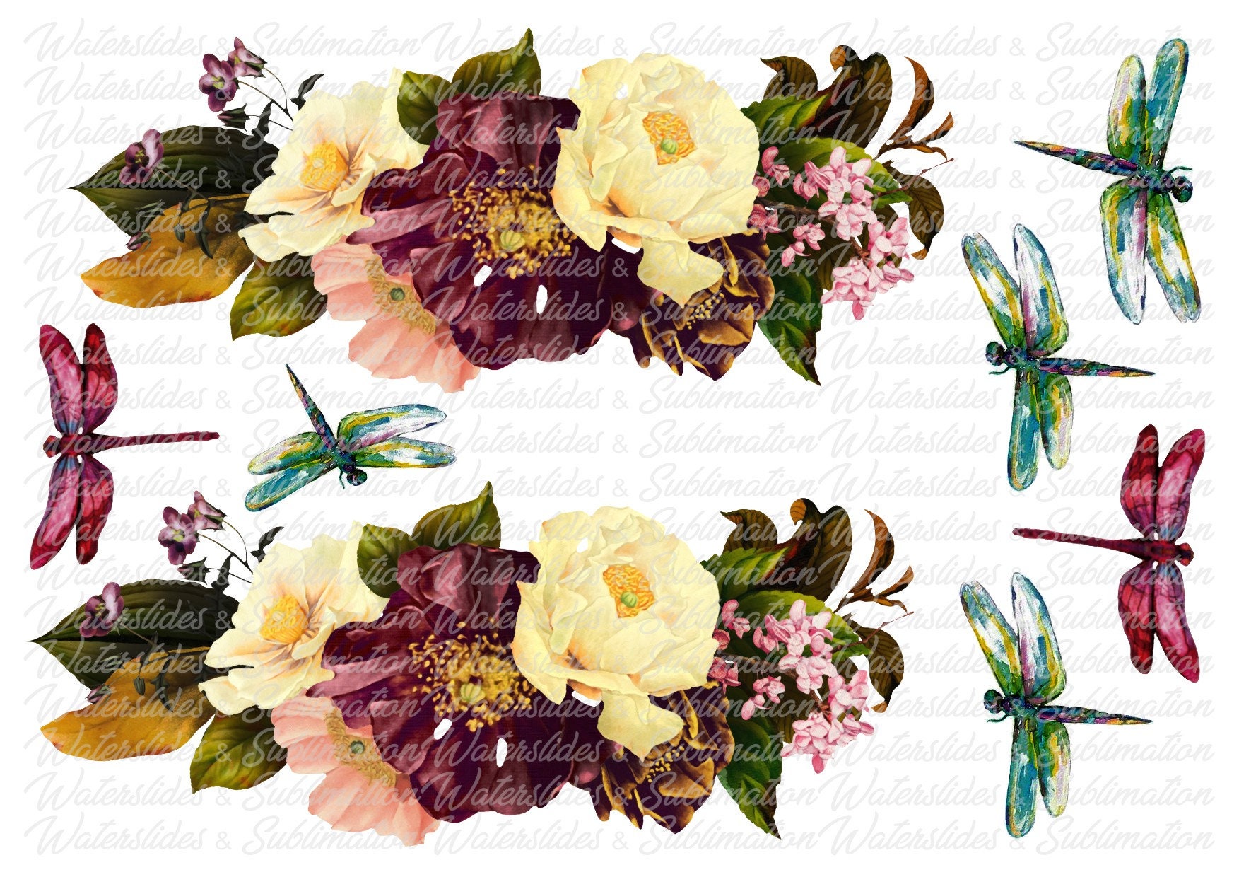 Dragonfly's With Flower Border for Tumbler's NO | Etsy