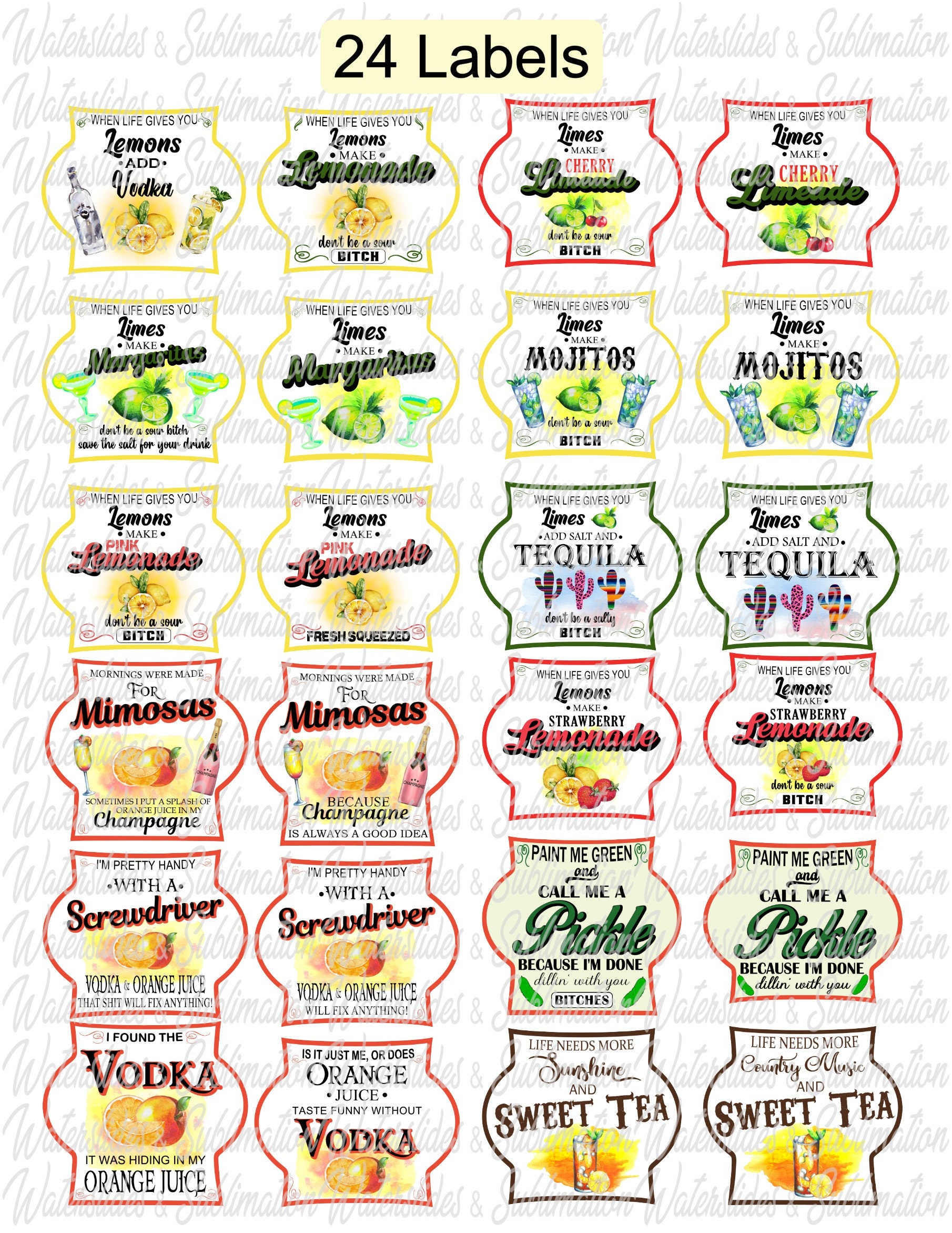 Lemonade, Lime, Mojitos, Tequila and more Labels all 24 images Digita…