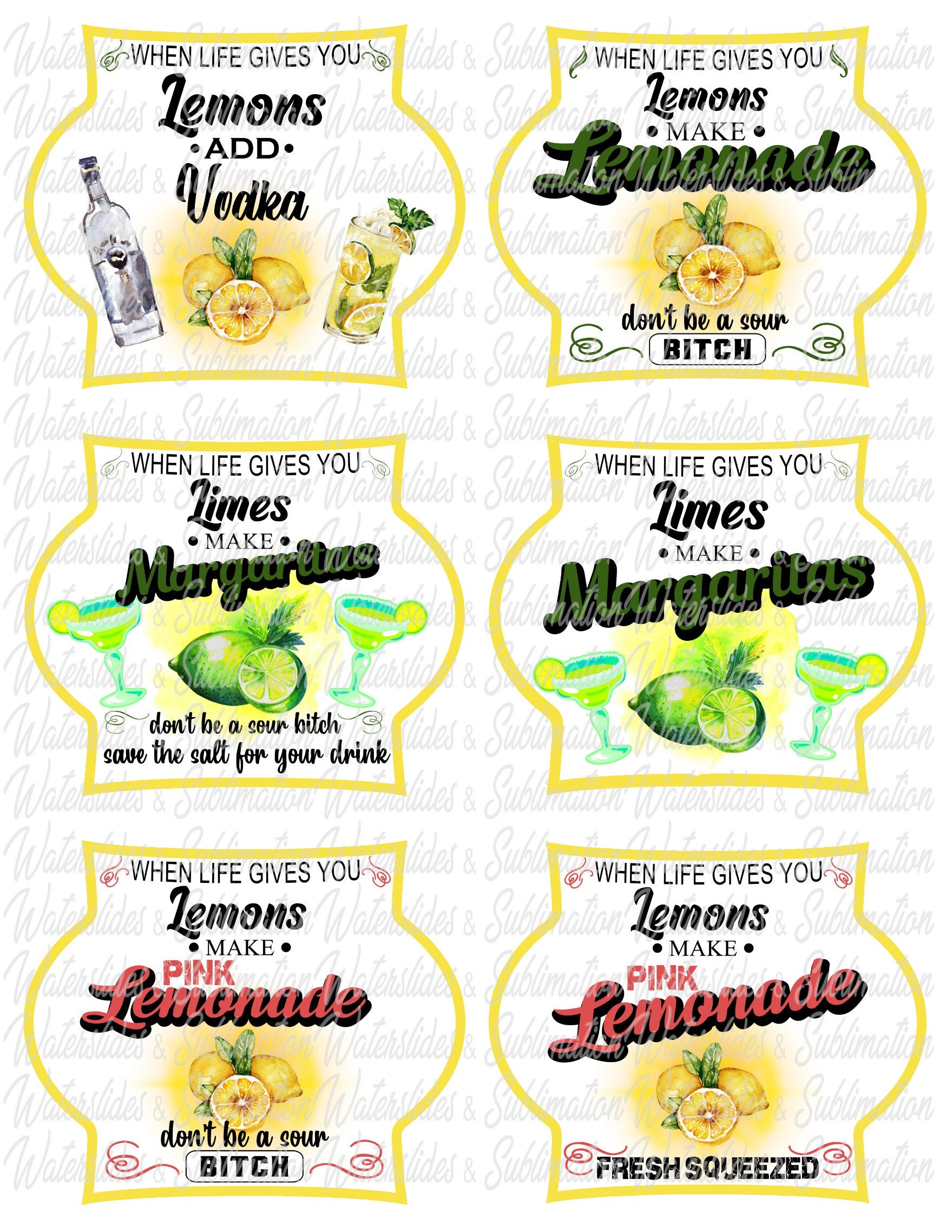 Lemonade and Limes images Digital File-For Tumblers No SVG