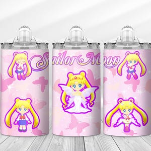 Sailor Moon Digital Sippy Cup Wraps – Kawaii Anime Tumbler PNG for Sublimation, Instant Download | Sailor Moon Baby Cup Wrap PNG