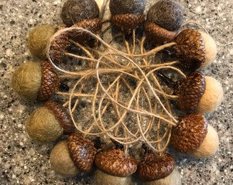 Felted Acorn Ornaments: Handmade Woodland Decor, Set of 3