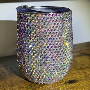 Rhinestone wine tumbler 12oz. Stainless steel