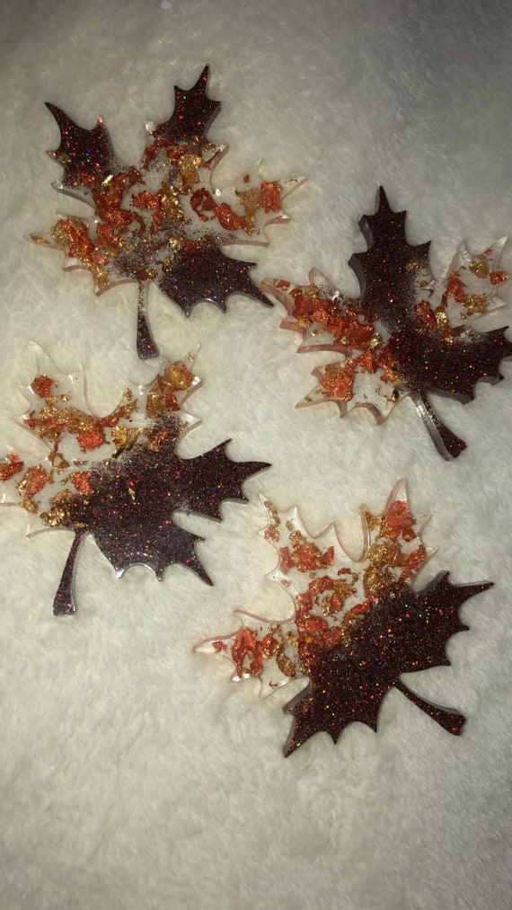Leaf Coasters Set of 4 / Maple Leaf Coasters / Autumn Decor Etsy