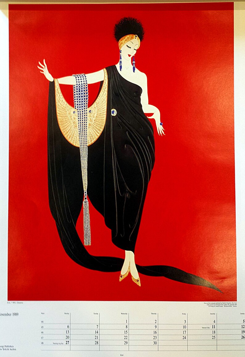 Erte' Art Deco Calendar Page Lithograph Etsy UK