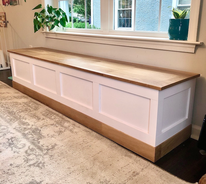 Storage bench with oak trim and lid Etsy