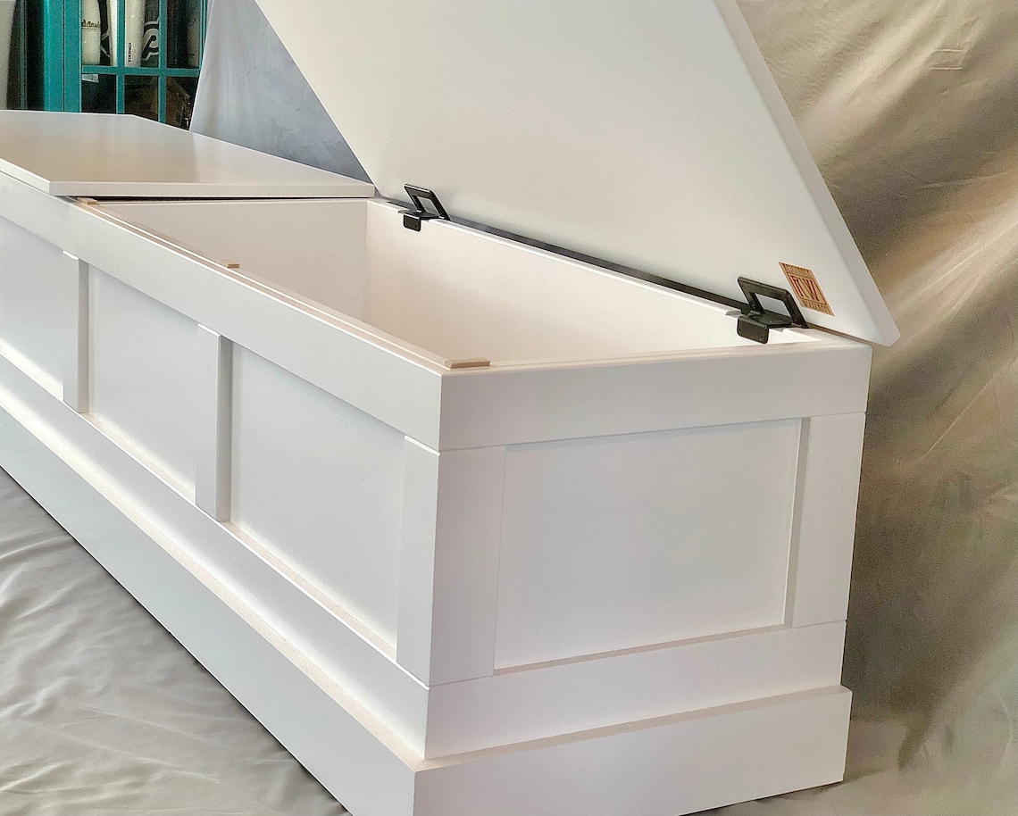All White Storage Bench With Trim and Lid free Shipping Etsy