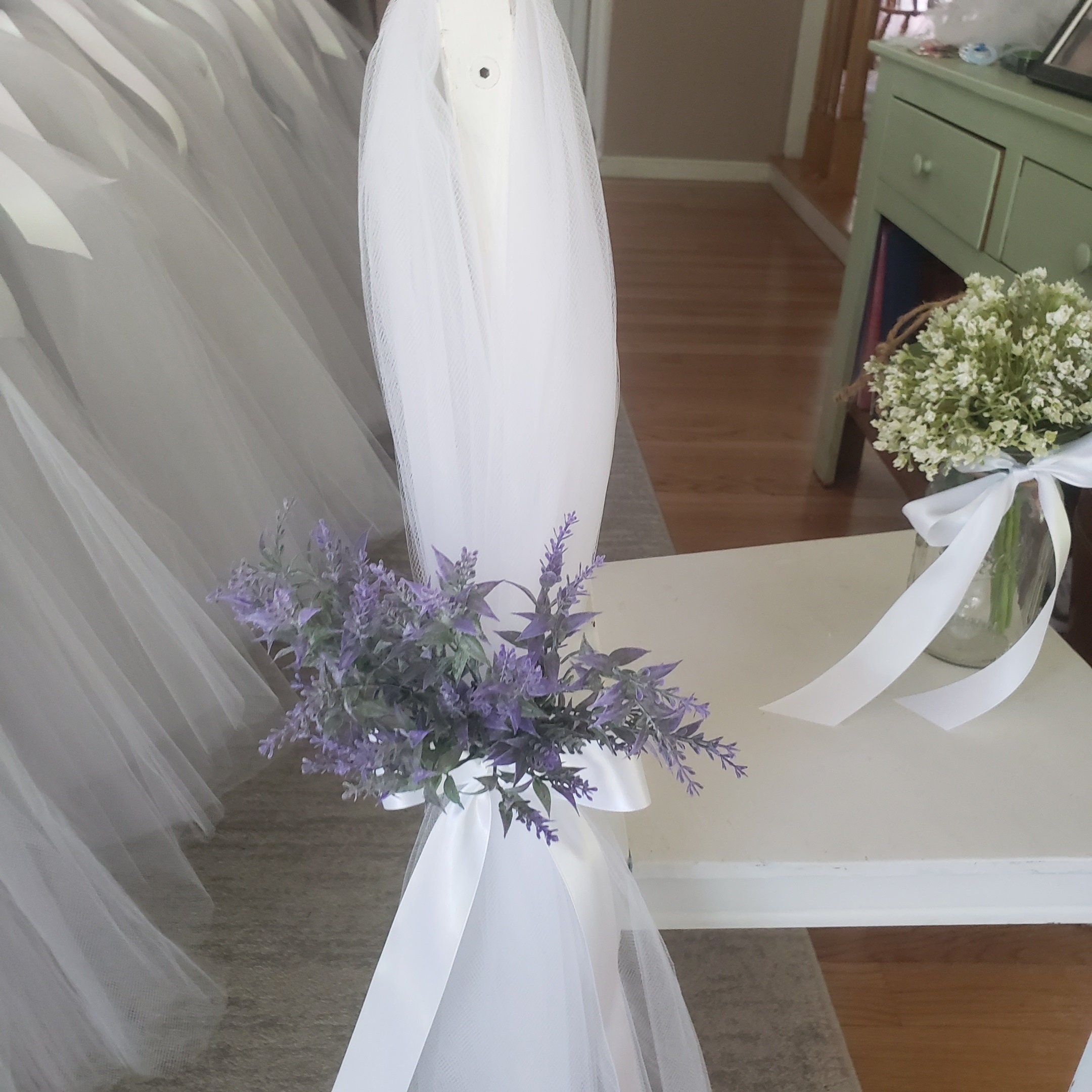 Lavender Wedding Aisle Pew Hangers, Decor. Made by a Work From Home