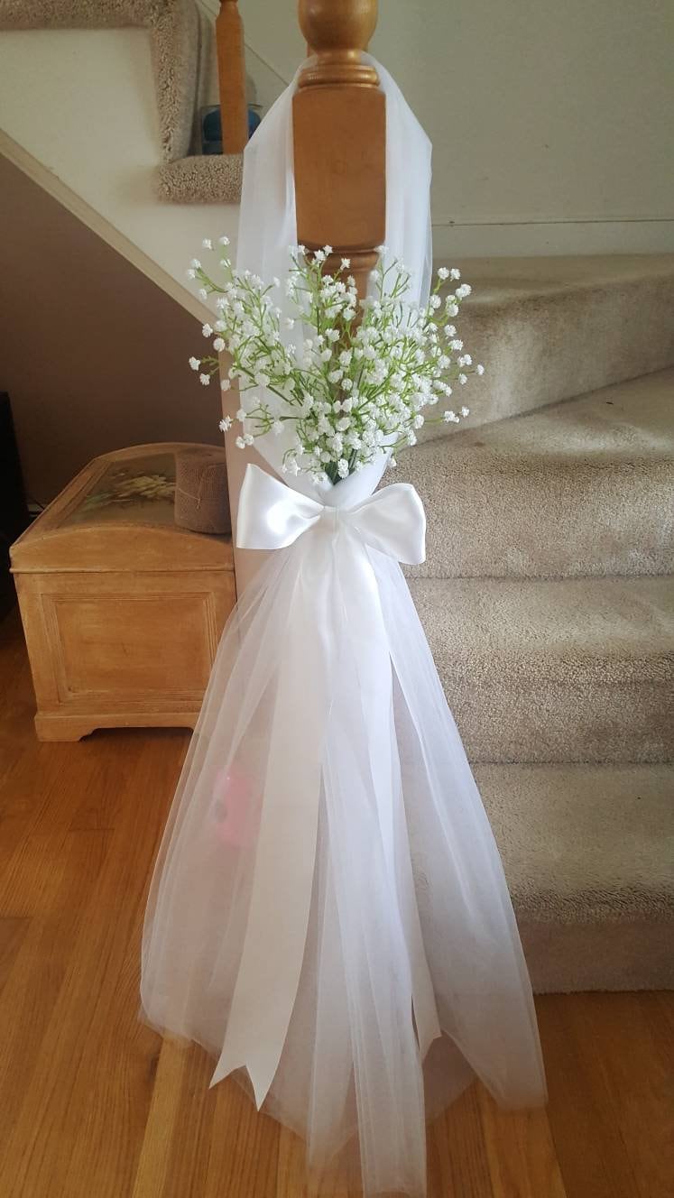 SET OF 12 Pew babies breath wedding decor. Aisle hangers.