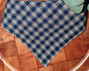 BLUE & TAN PLAID Dog Bandana