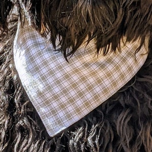 GREY & WHITE PLAID Dog Bandana