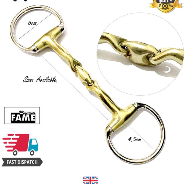 Eggbutt  german silver Gold  lozenge snaffle Mouthepiece  16mm All size (horse bits)